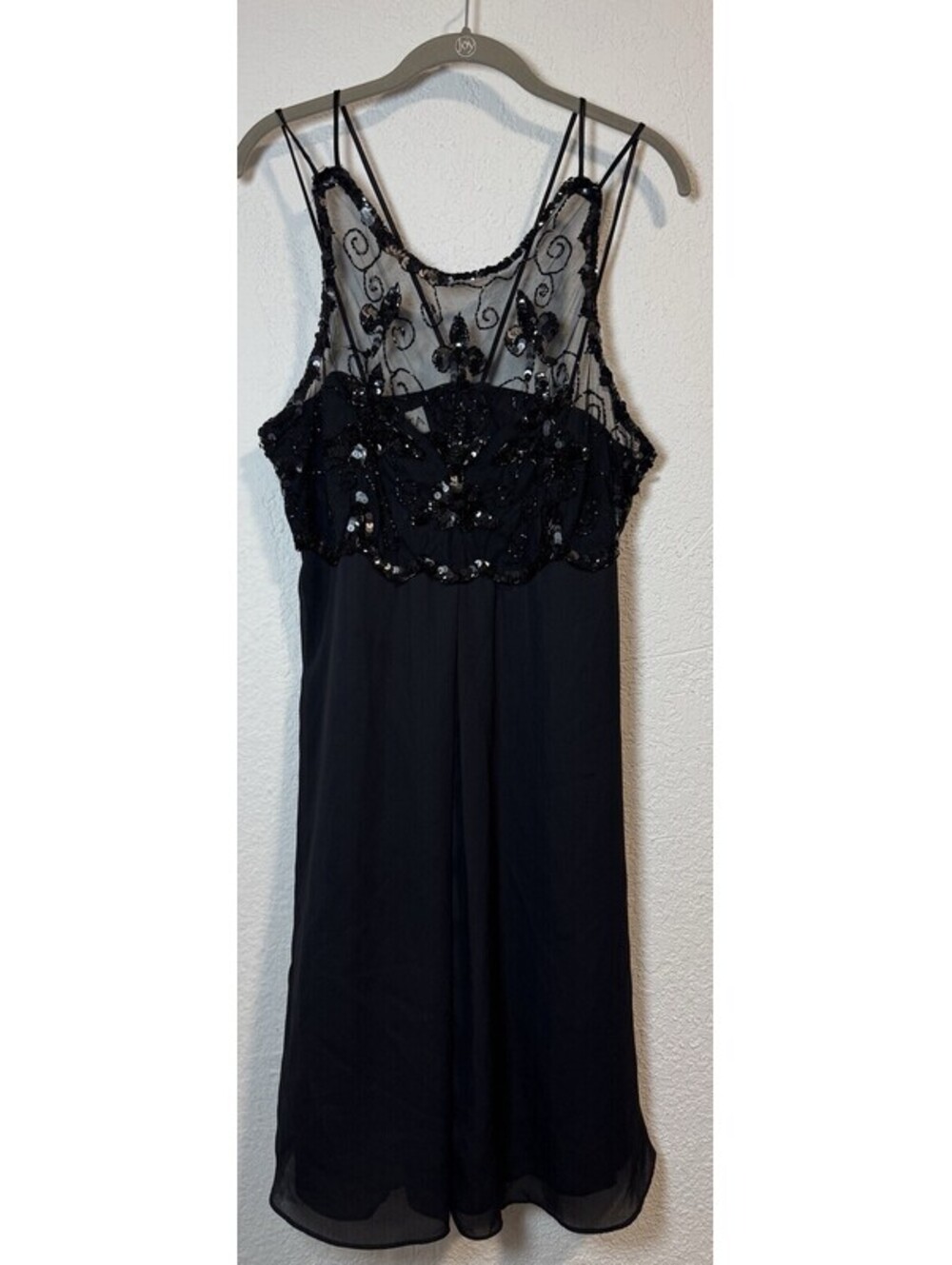Vintage Roberta Beaded Black Midi Dress Gown Size 13/14